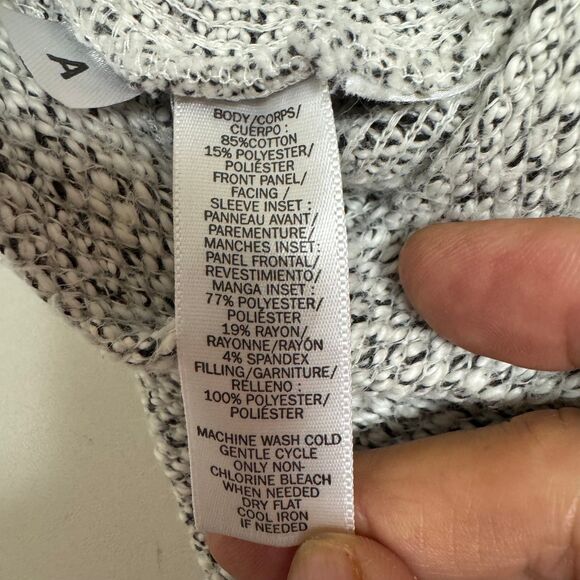 Moto Jacket Style Sweater Knit Pullover White Quilted Detail Casual - Picture 9 of 10